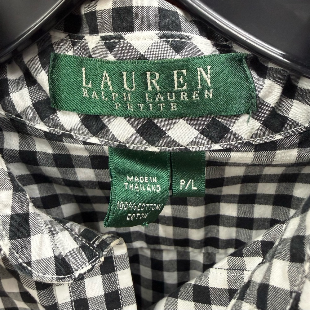 Ralph Lauren Size LP Black and White Plaid Women’s Shirt - Picture 3 of 8